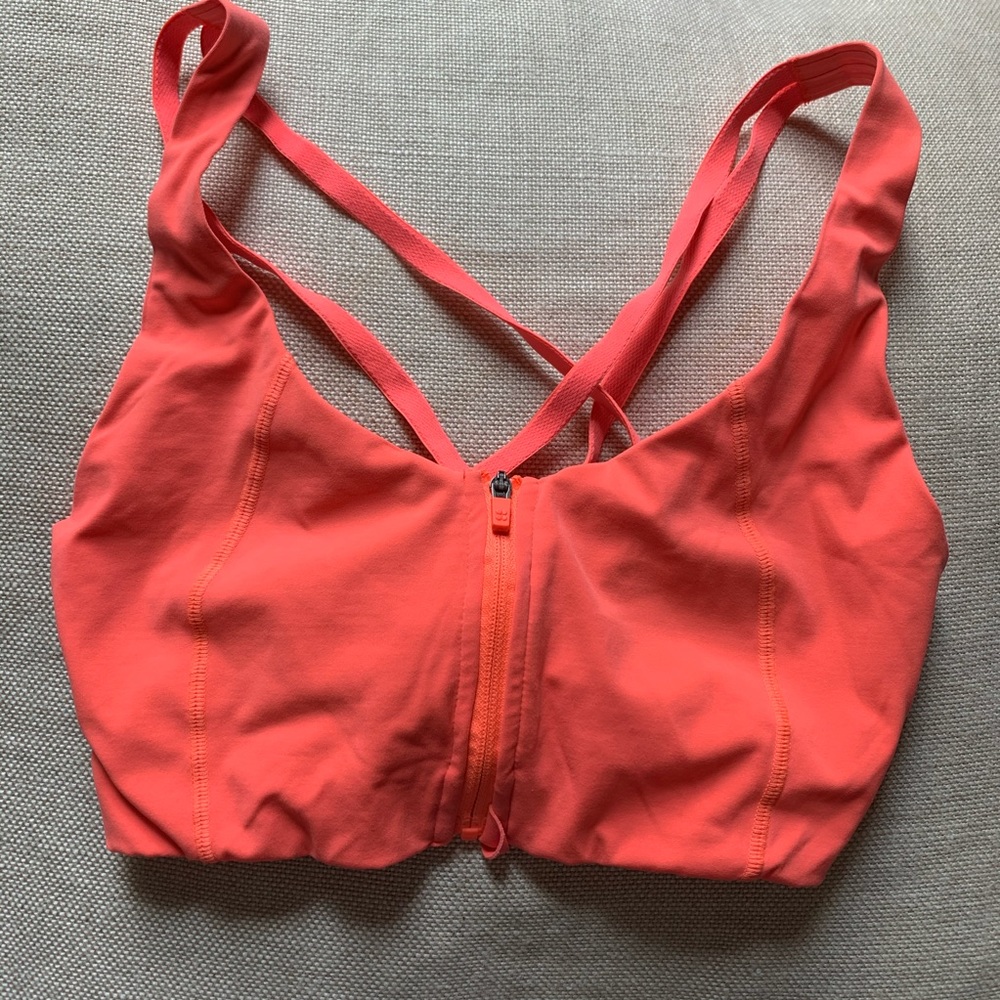 Coral Sweaty Betty zip sports bra